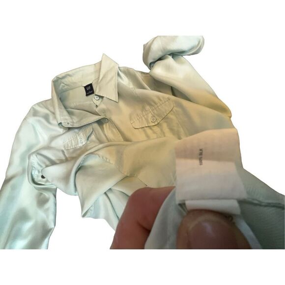 Gap mint green 100% silk button down vintage from spring 04 size large - Picture 12 of 13